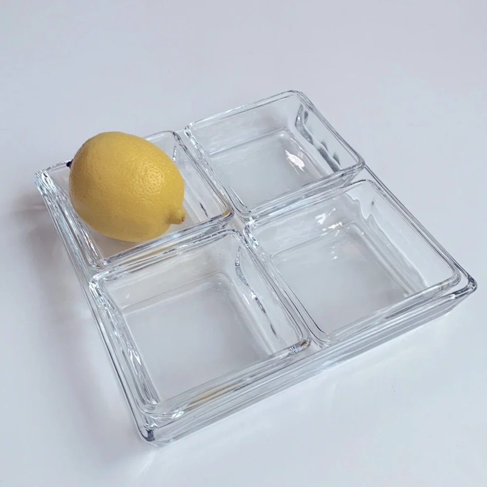 CRATE & BARREL Serve-ware Glass Platter Set of 5 for Entertaining